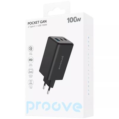 МЗП  Pocket GaN Max 100W (2Type-C + USB) (black) 60069 Proove