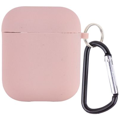 Силіконовий футляр з мікрофіброю для навушників Airpods 1/2 (Рожевий / Pink Sand) 39442 Чохли на навушники