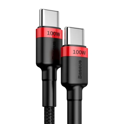 Кабель  Cafule Charging Type-C to Type-C 100W 1м (2pcs) (gray/red) 59409 Baseus