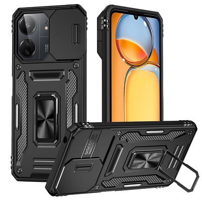Ударостійкий чохол Camshield Army Ring для Xiaomi Redmi 13C / Poco C65 (Чорний / Black) 72802 Чехол