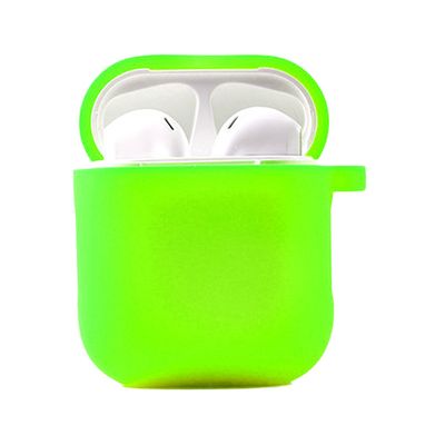 Силіконовий футляр з мікрофіброю для навушників Airpods 1/2 (Салатовий / Neon green) 39442 Чохли на навушники