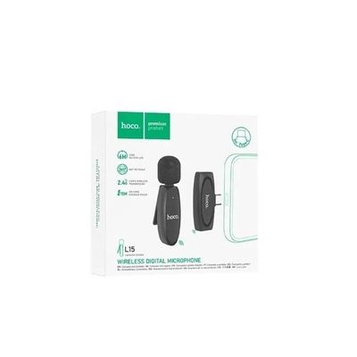 Мікрофон петличний бездротовий  L15 Dual-mic Lightning/Type-C (Чорний) 58738 Hoco