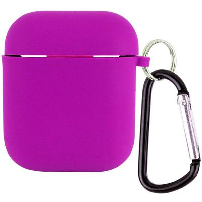 Силіконовий футляр з мікрофіброю для навушників Airpods 1/2 (Фіолетовий / Grape) 39442 Чохли на навушники