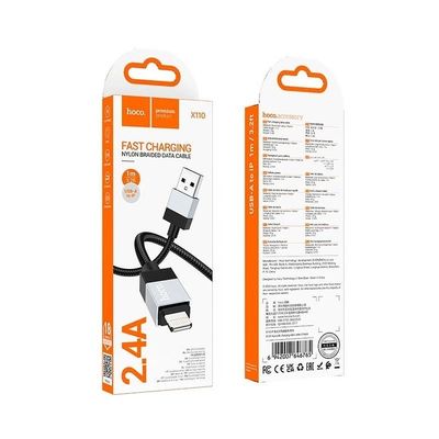 Кабель HOCO Lightning Honorific charging data cable X110 |1m, 2.4A| (black) black 000011290 Hoco