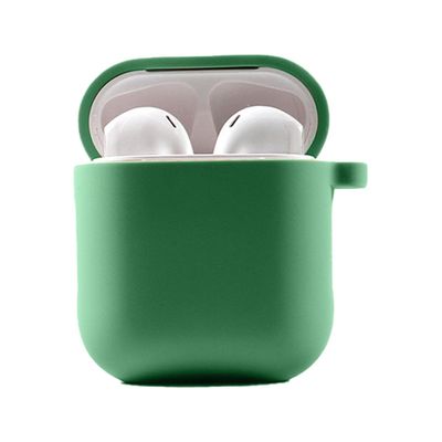 Силіконовий футляр з мікрофіброю для навушників Airpods 1/2 (Зелений / Spearmint) 39442 Чохли на навушники