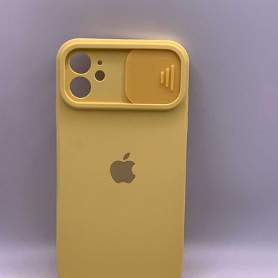 Silicone Case SLIDER Full Camera SQUARE side for iPhone 11 Yellow Чехол