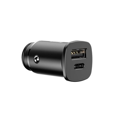 АЗП  Square Metal PD 3.0 QC 4.0+ 30W USB + Type-C (black) 20758 Baseus