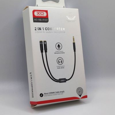 AUX   NBR197 2in1 adapter cable 3.5mm to audio+microphone (Черный) 33751 XO