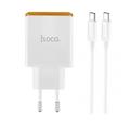 Адаптер мережевий Smart charger Type-C to Type-C Cable set CS43A |2Type-C, 45W/3A, PD/QC|white 24060 Hoco